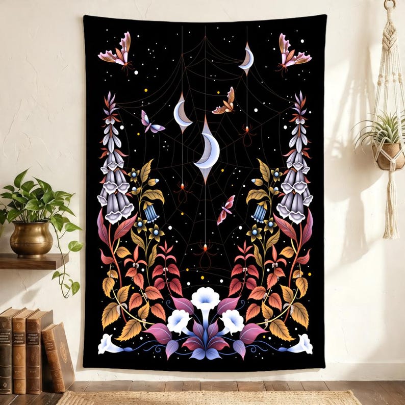 Gothic Spider Web Tapestry Cre - Spider Plant Hanging ulasan dan harga